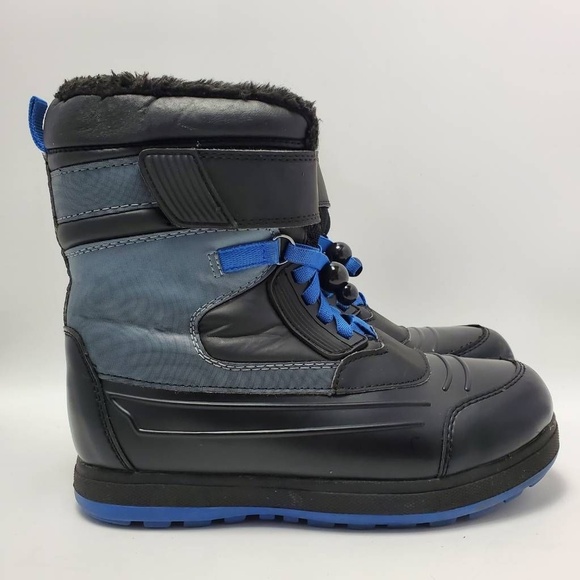 Wonder Nation Sintetico Winter Skater Boot Black Blue Lace Up Size 5 - Picture 1 of 12